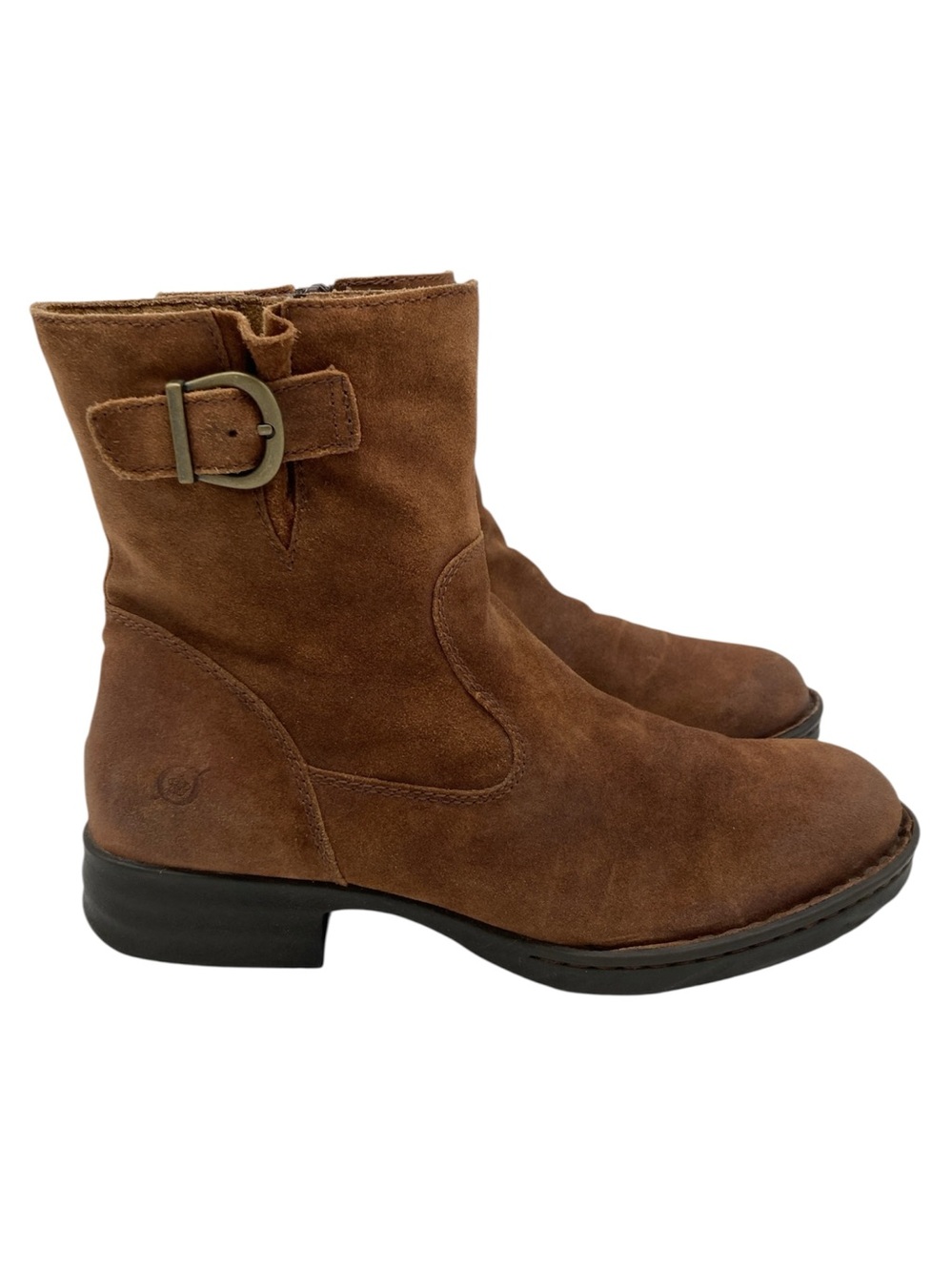Born Eila Buckle Detail Suede Ankle Boots